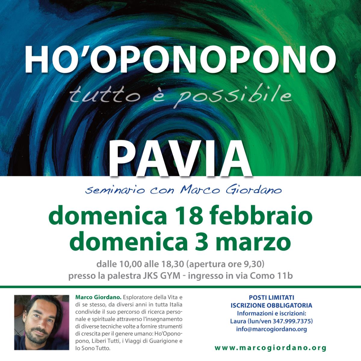 <b>HO'OPONOPONO SEMINARIO</b> 18 febbraio - 3 marzo <b>PAVIA