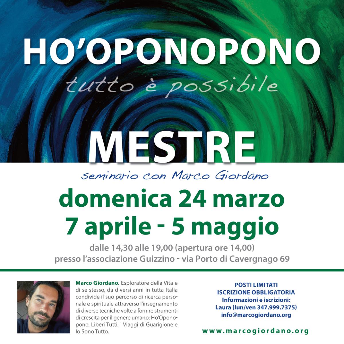 <b>HO'OPONOPONO SEMINARIO</b> 24 marzo - 7 aprile - 5 maggio <b>MESTRE (Venezia)