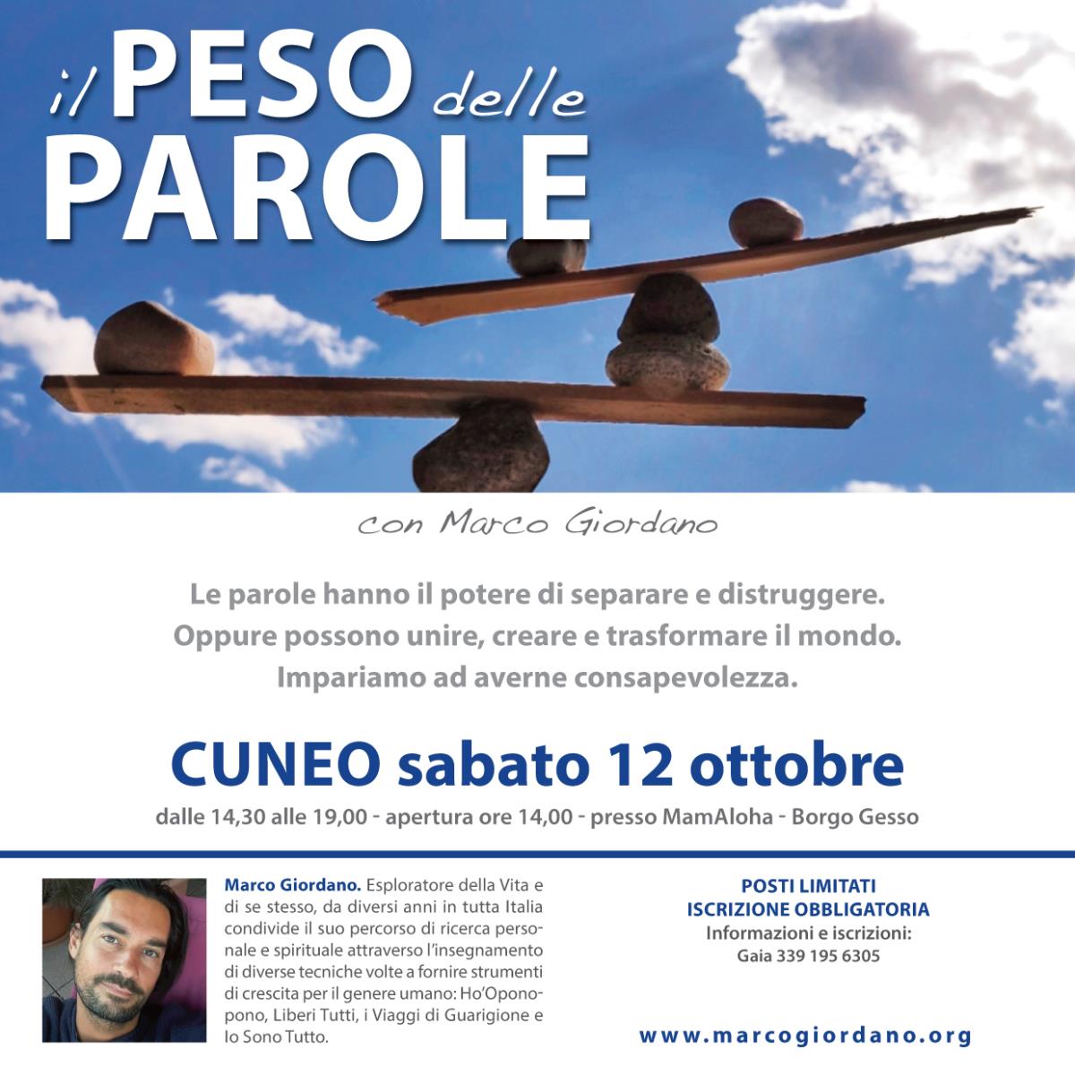 <b>IL PESO DELLE PAROLE</b> sabato 12 ottobre <b>CUNEO